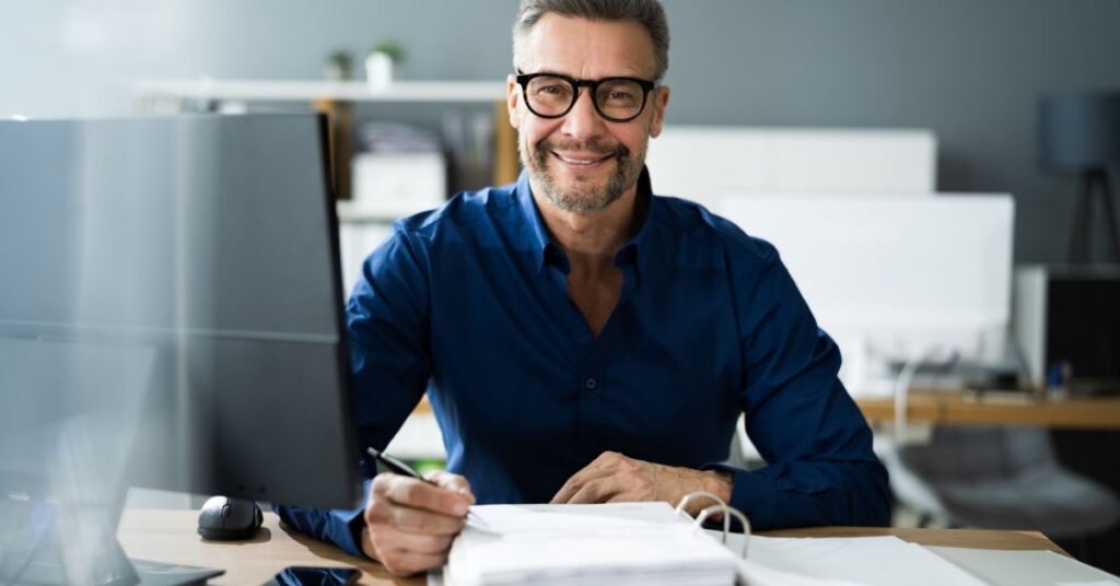 person working on reports