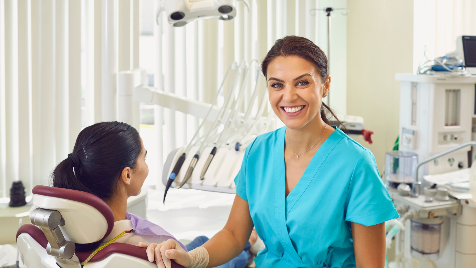 dental employee and patient