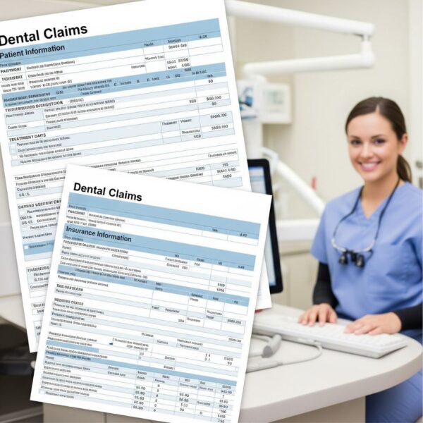 dental clinic employee with paperwork